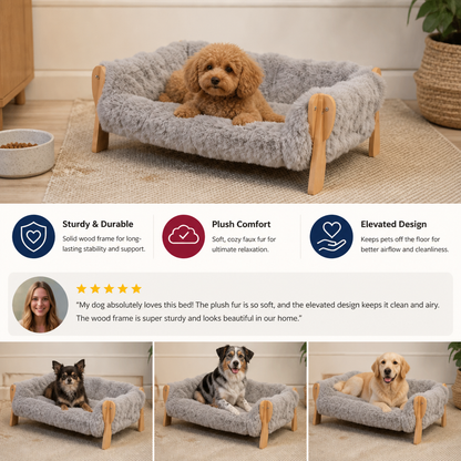Luxury Elevated Solid Wood Dog Couch Bed