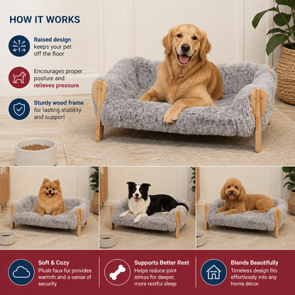 Luxury Elevated Solid Wood Dog Couch Bed