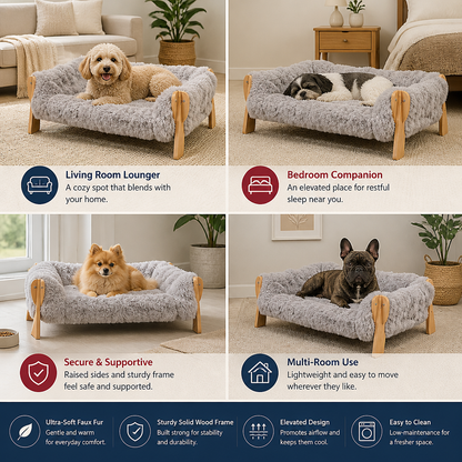 Luxury Elevated Solid Wood Dog Couch Bed