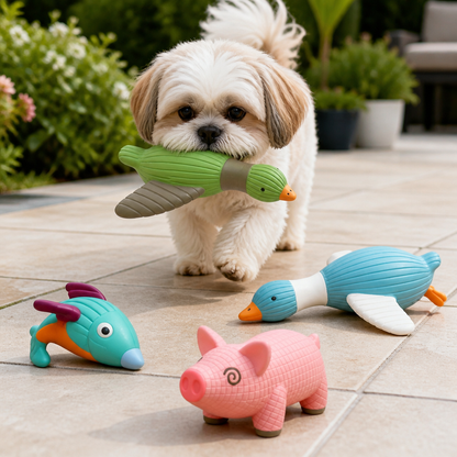 Interactive Chew & Squeak Animal Dog Toy