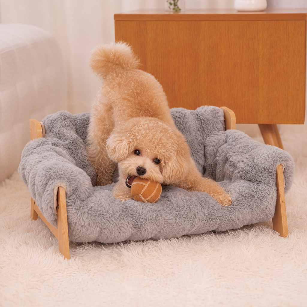 Luxury Elevated Solid Wood Dog Couch Bed