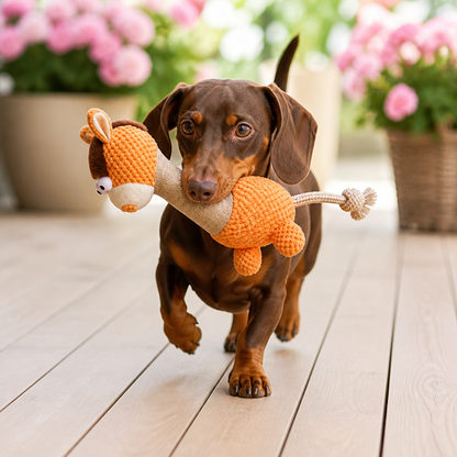 Durable Cotton Rope Teeth Cleaning Plush Dog Toy with Squeaker