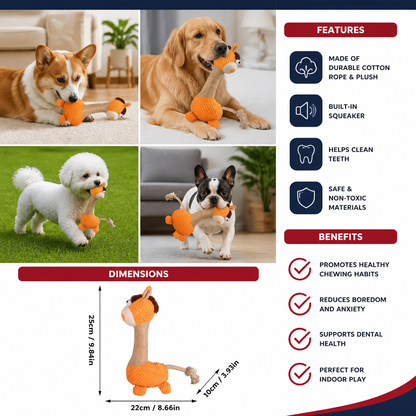 Durable Cotton Rope Teeth Cleaning Plush Dog Toy with Squeaker
