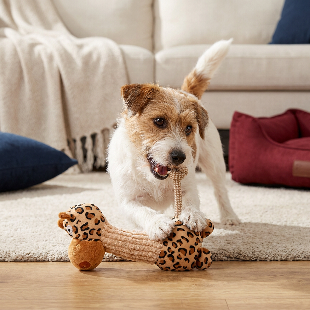 Durable Cotton Rope Teeth Cleaning Plush Dog Toy with Squeaker