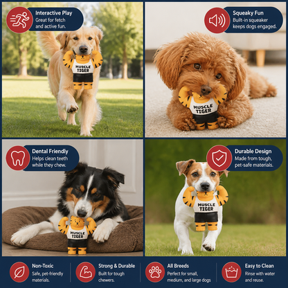 Durable Squeaky Muscle Buddy Dog Toy