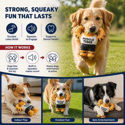 Durable Squeaky Muscle Buddy Dog Toy
