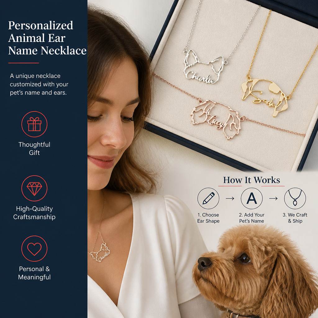 Personalized Animal Ear Name Necklace
