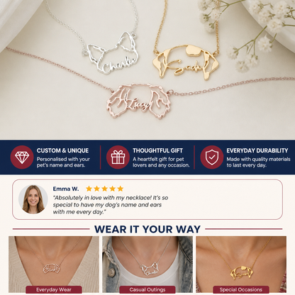 Personalized Animal Ear Name Necklace
