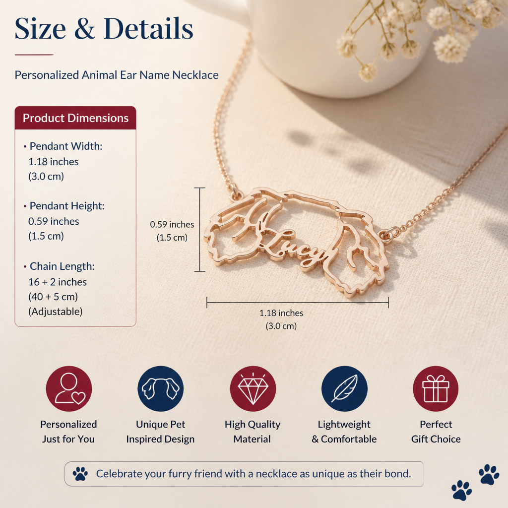 Personalized Animal Ear Name Necklace