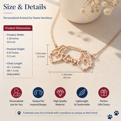 Personalized Animal Ear Name Necklace