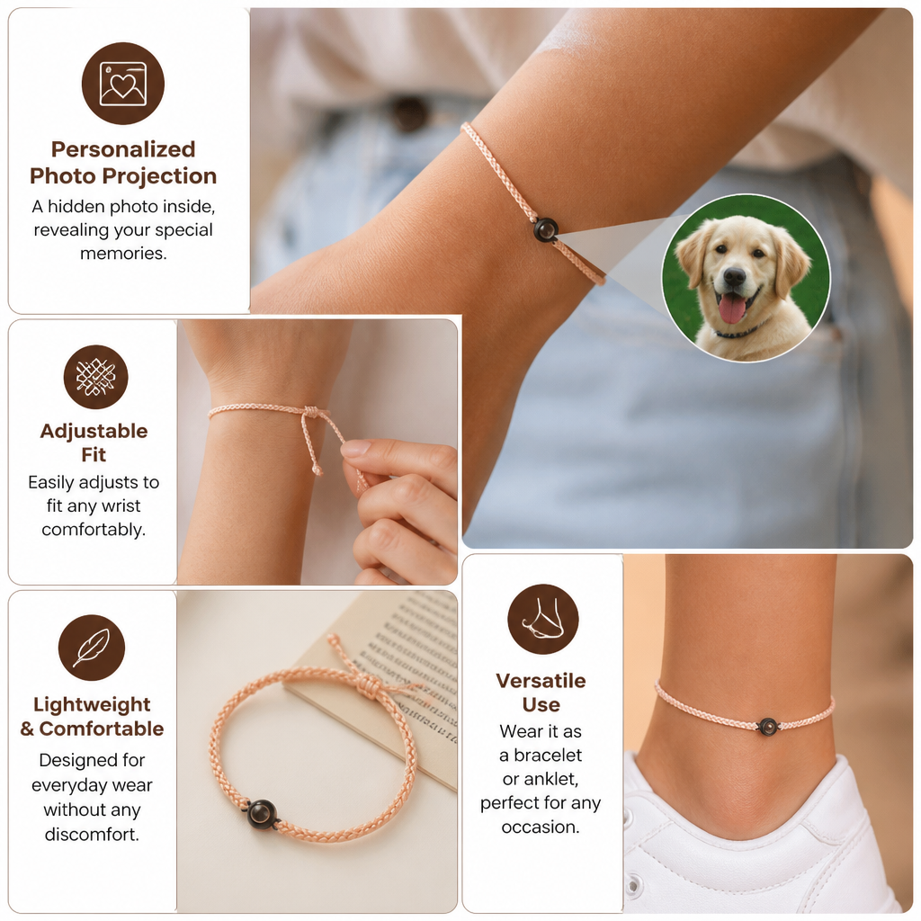 Personalized Pet Photo Projection Keepsake Bracelet