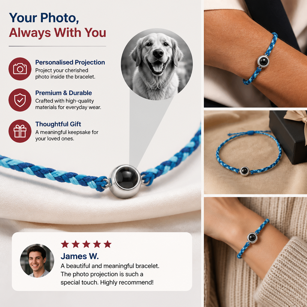Personalized Pet Photo Projection Keepsake Bracelet