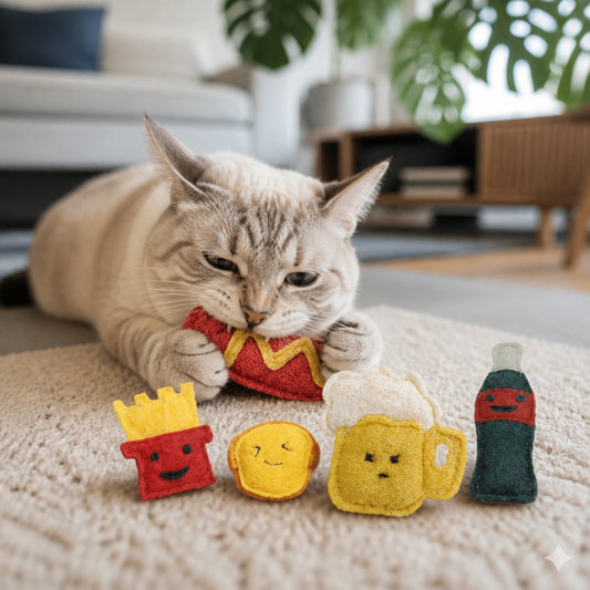 Teeth-Cleaning Catnip Chew Toys – Natural Loofah Dental Care & Play Set