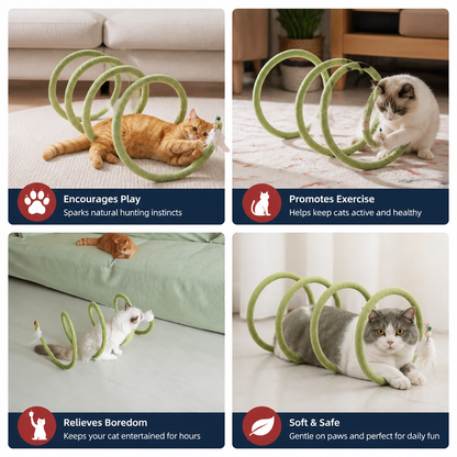 Foldable Spiral Cat Play Tunnel with Hanging Bell