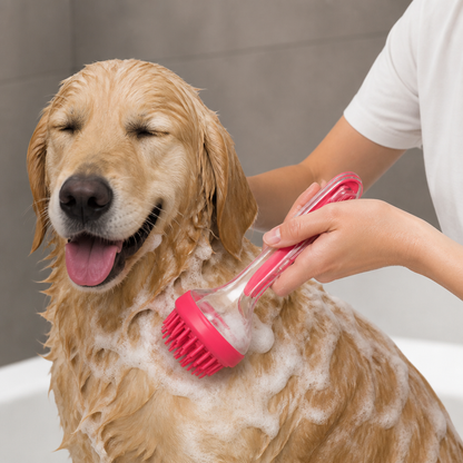2-in-1 Silicone Pet Bath & Massage Brush with Shampoo Dispenser