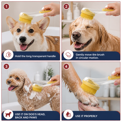 2-in-1 Silicone Pet Bath & Massage Brush with Shampoo Dispenser