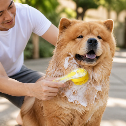 2-in-1 Silicone Pet Bath & Massage Brush with Shampoo Dispenser