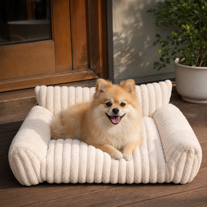 Fluffy Cloud Pet Sofa Bed with Soft Bolsters & Washable Cover