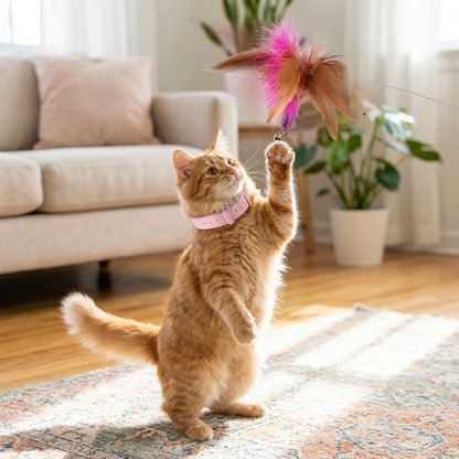 Interactive Feather Cat Toy with Adjustable Collar and Teasing Play Function