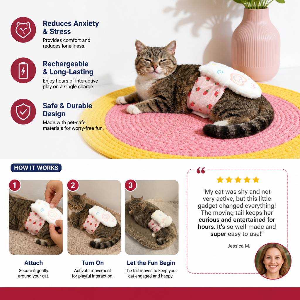 Interactive Remote Control Cat Toy with Moving Tail and Playful Motion