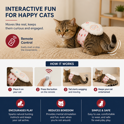 Interactive Remote Control Cat Toy with Moving Tail and Playful Motion