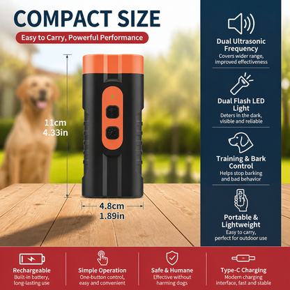 Ultrasonic Dog Bark Control Device – Portable & Rechargeable