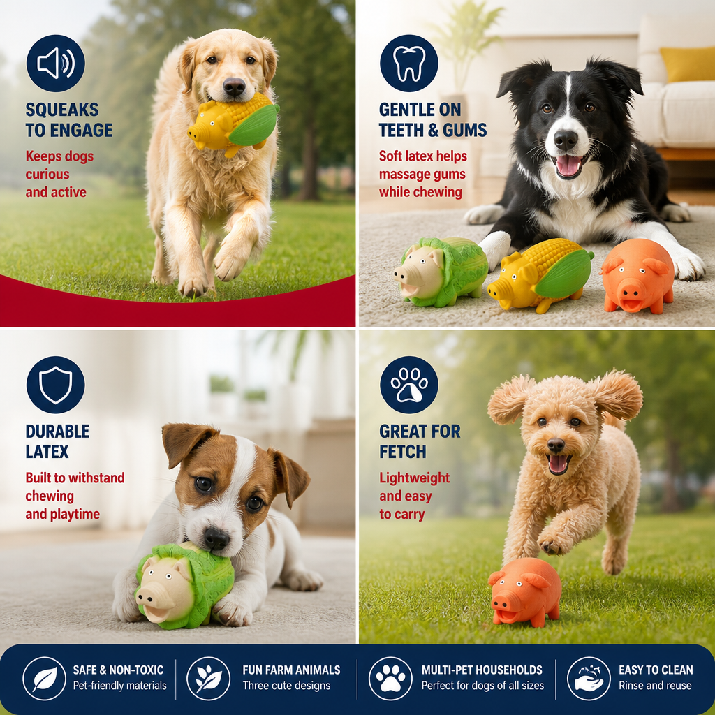 Durable Squeaky Latex Farm Animal Dog Toy