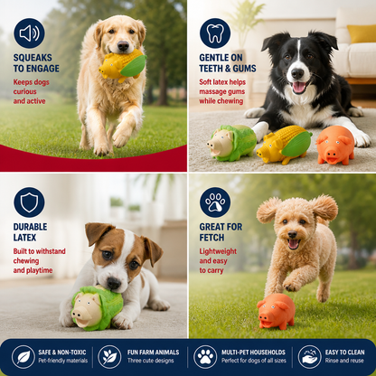 Durable Squeaky Latex Farm Animal Dog Toy