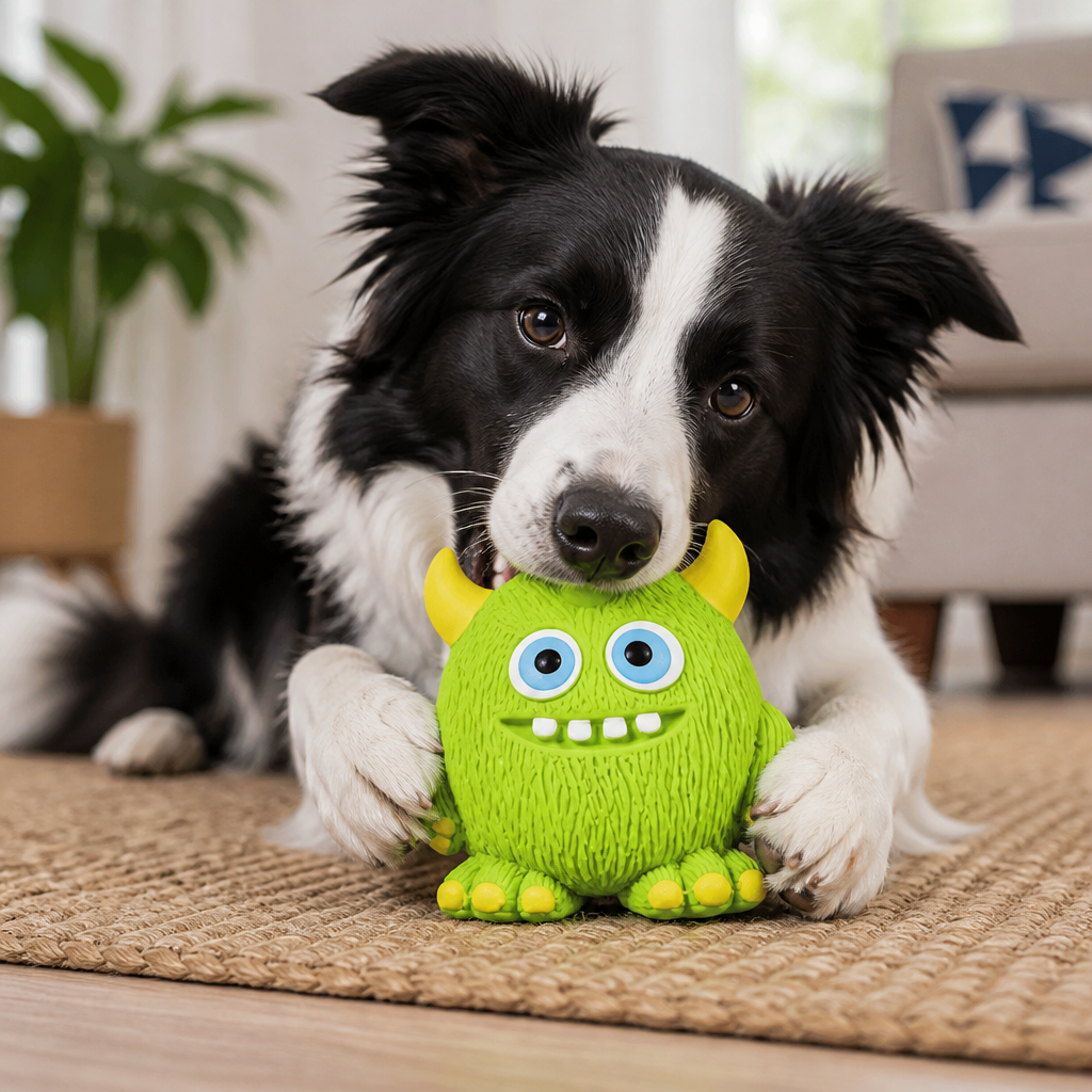 Durable Eco-Friendly Monster Teeth Cleaning Latex Squeaky Dog Toy