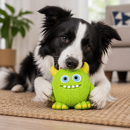 Durable Eco-Friendly Monster Teeth Cleaning Latex Squeaky Dog Toy
