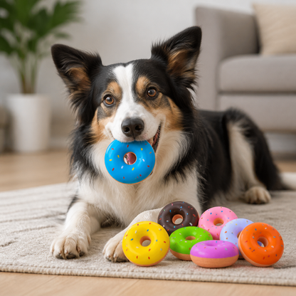 Colorful Squeaky Donut Dog Toy