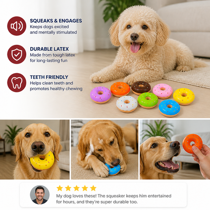 Colorful Squeaky Donut Dog Toy