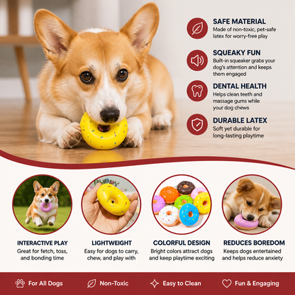 Colorful Squeaky Donut Dog Toy