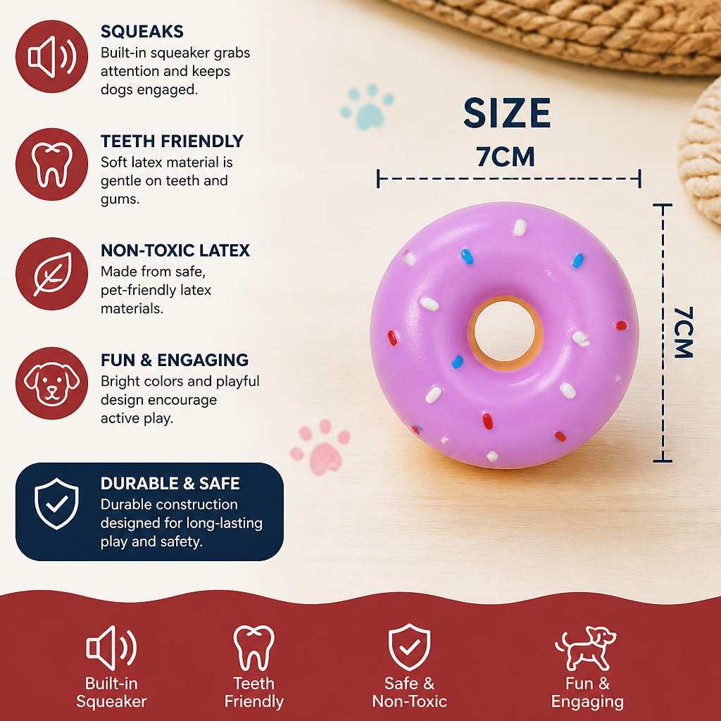 Colorful Squeaky Donut Dog Toy