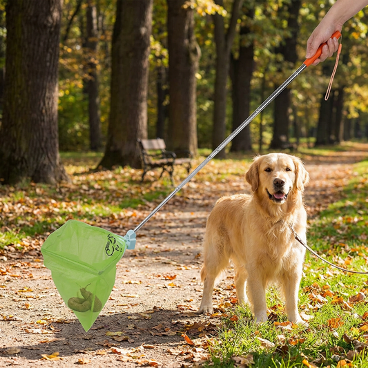 Portable Pet Waste Scoop with Extendable Handle for Easy Dog Walking Cleanup