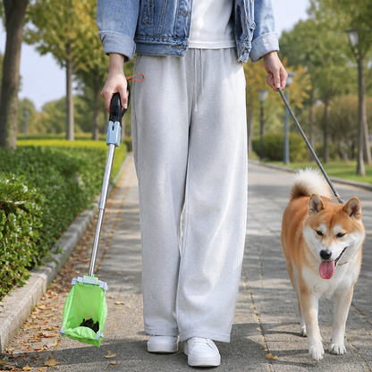 Portable Pet Waste Scoop with Extendable Handle for Easy Dog Walking Cleanup