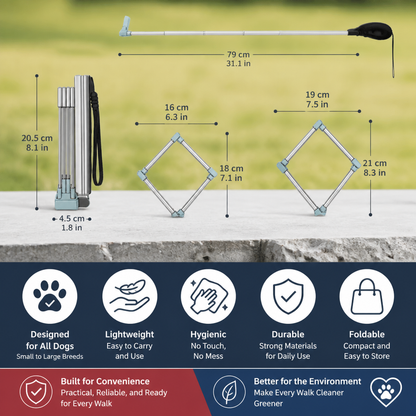 Portable Pet Waste Scoop with Extendable Handle for Easy Dog Walking Cleanup