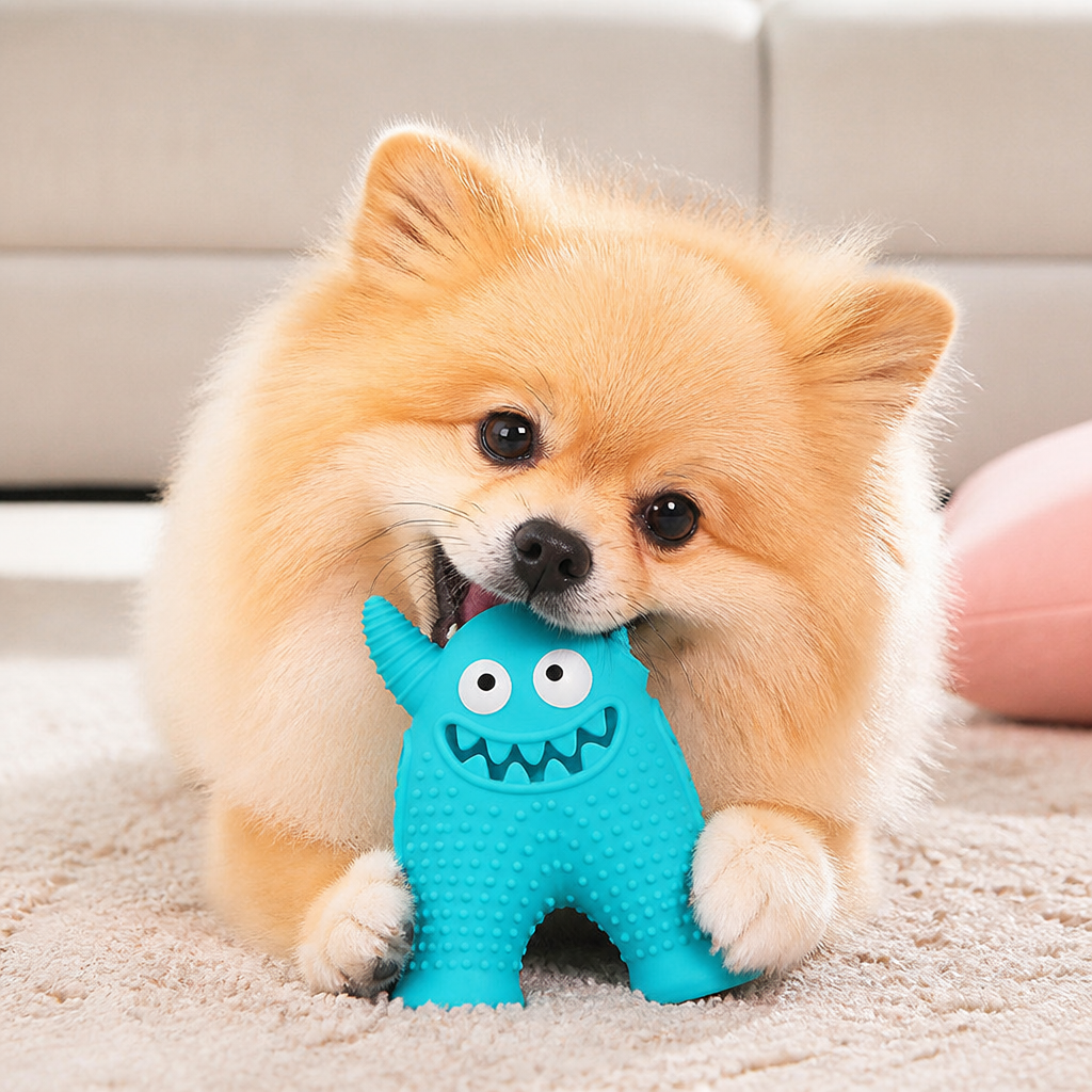 Durable Dog Dental Chew Toy – Tooth Cleaning Monster in Dog Colors