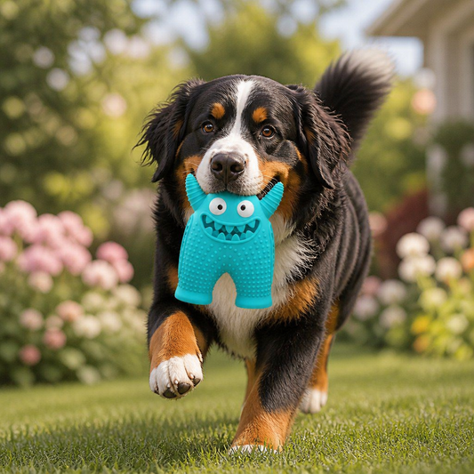 Durable Dog Dental Chew Toy – Tooth Cleaning Monster in Dog Colors