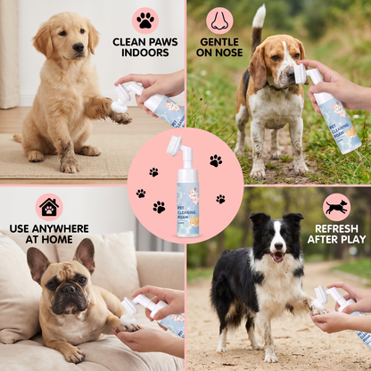 Gentle Waterless Paw Cleansing Foam with Brush for Dogs