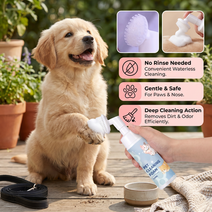 Gentle Waterless Paw Cleansing Foam with Brush for Dogs