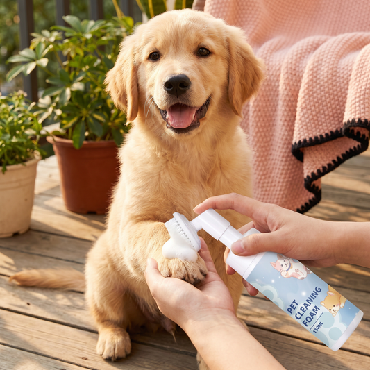 Gentle Waterless Paw Cleansing Foam with Brush for Dogs