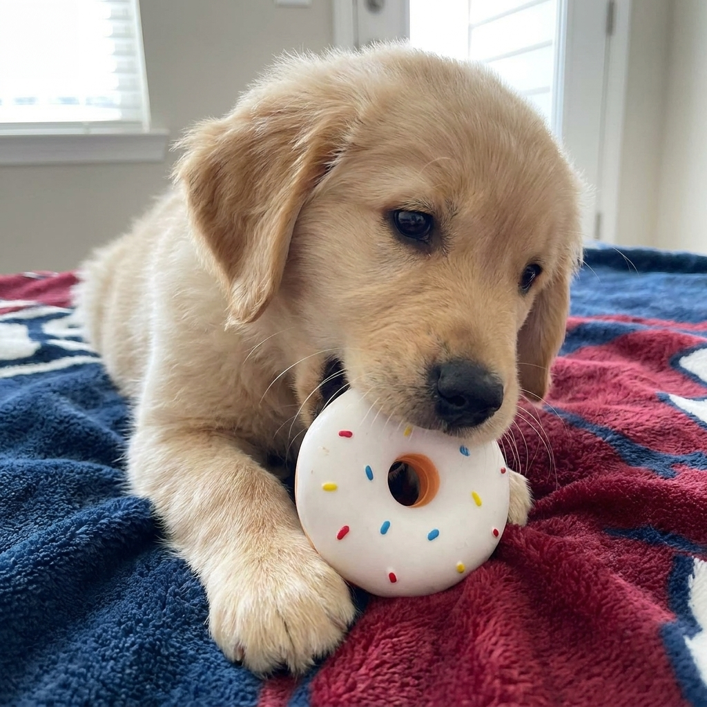 Colorful Squeaky Donut Dog Toy